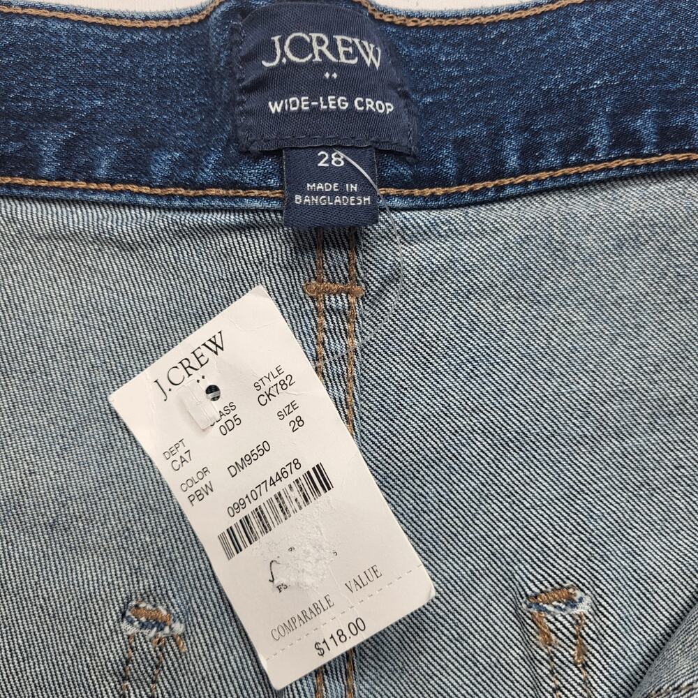 J. Crew Wide Leg Cropped Utility Jeans Stretch High Rise Medium Wash Trouser 28 - Picture 10 of 11
